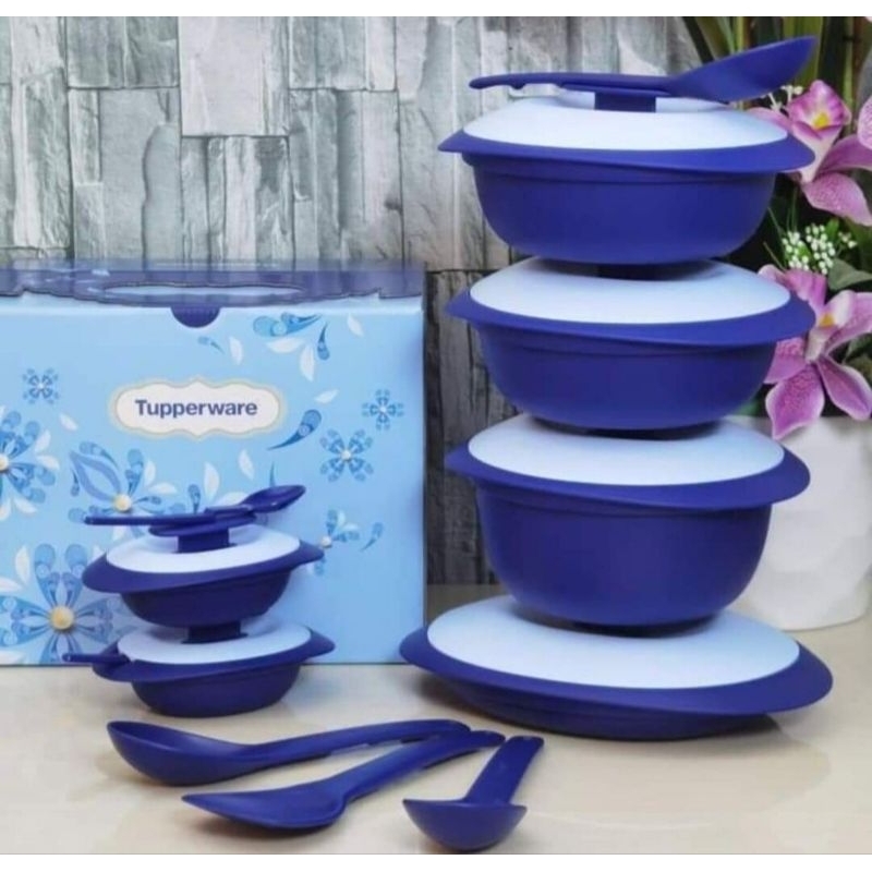 TUPPERWARE Royale Blue Petit Serveware Set 6 Pcs Shopee Malaysia