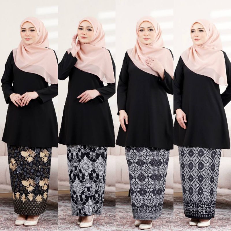 Size Xs Xl Black Hitam Kurung Riau Moden Batik Songket Plus Size