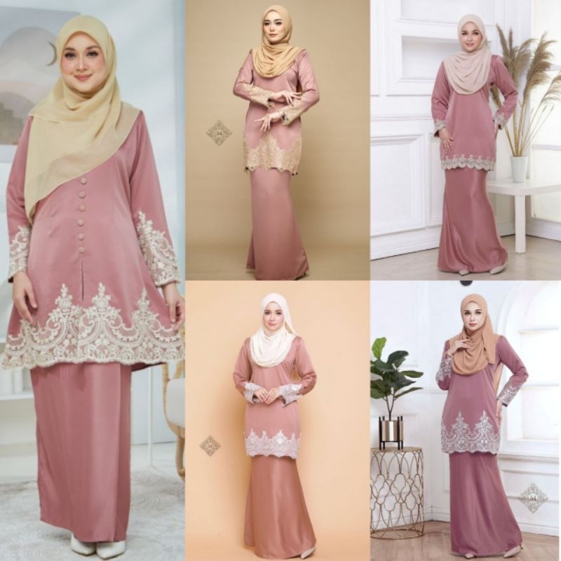 XS 6XL ROSEGOLD KURUNG PAYUNG LACE KEBAYA KEBARUNG LACE PLUS SIZE