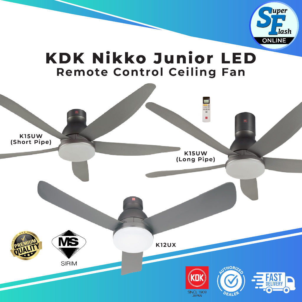 KDK Nikko Junior LED Remote Control Ceiling Fan K12UX 48 K15UW 60