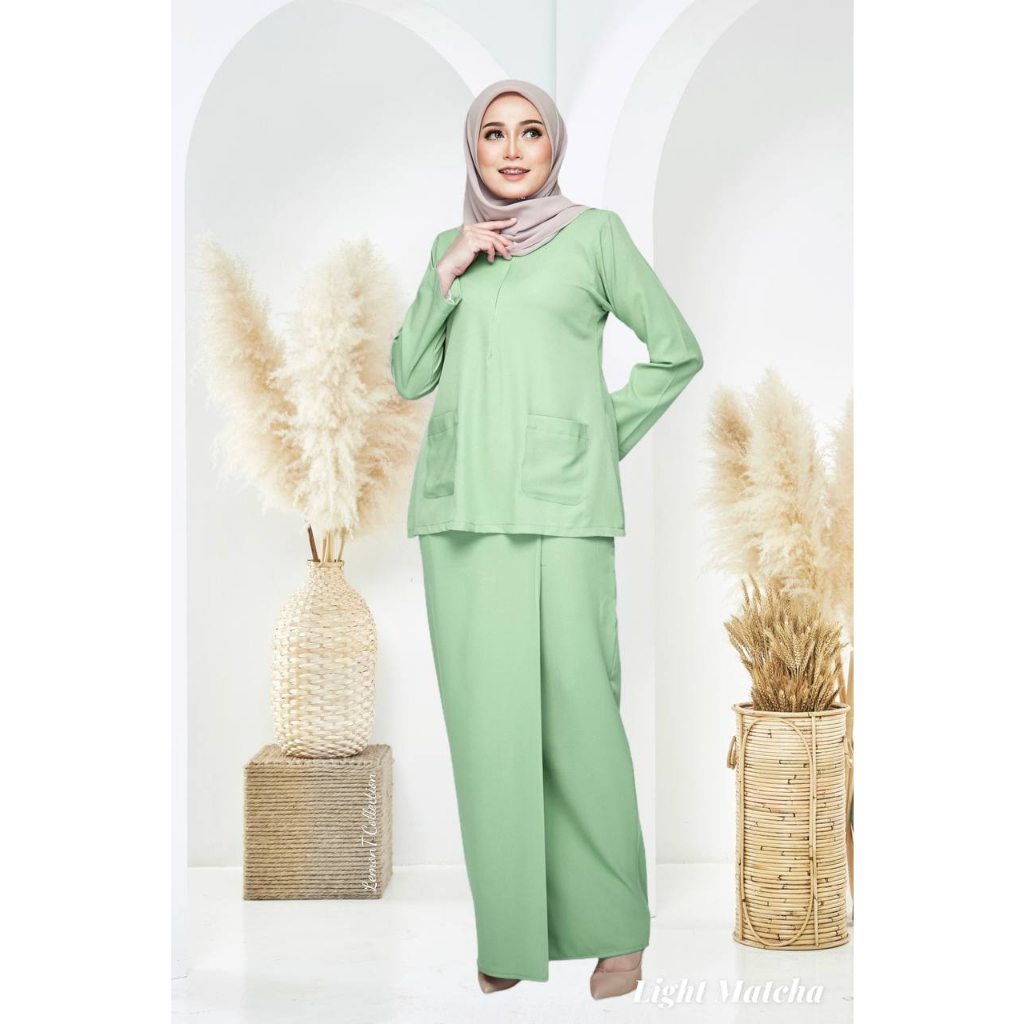 Sage Soft Green Kurung Moden Basic Matcha For Bridesmaid From S To