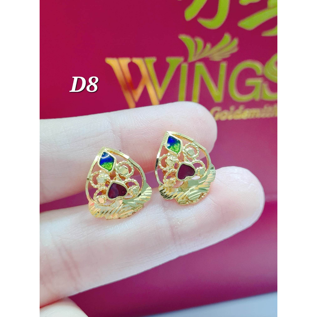 Wing Sing Gold Stone Earrings Subang Indian Design Emas