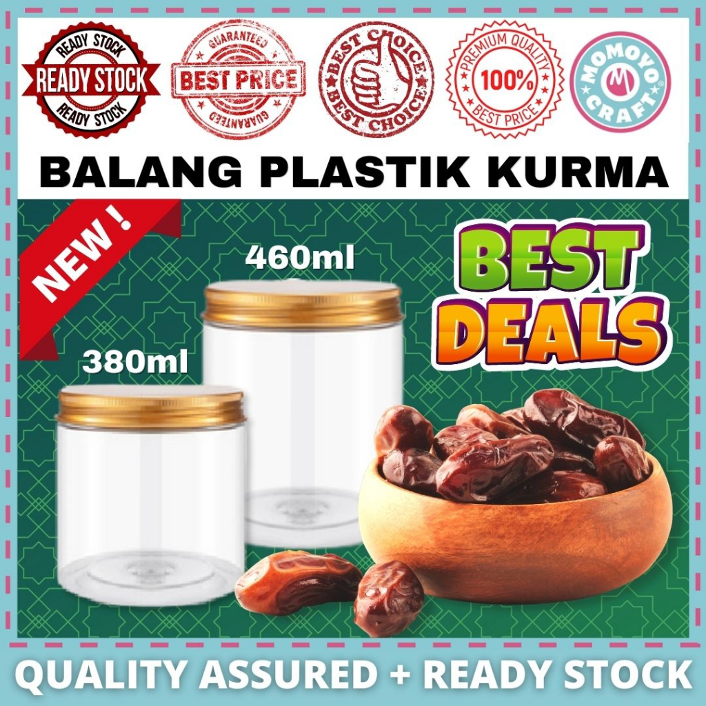 Momoyocraft Balang Plastik Kurma Doorgift Plastic Jar Dates Balang