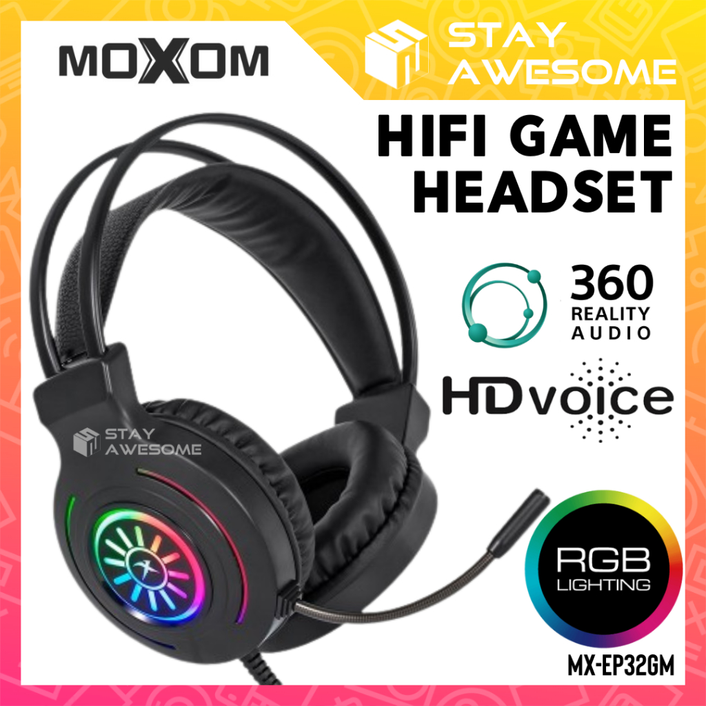 Moxom Gaming Wired Usb Mm Headphone Rgb Led Light Headset With Mic