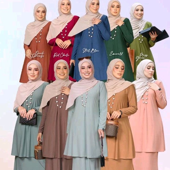 BAJU KURUNG PLAIN IRONLESS BY ANGGUN COTTON COLLECTION SET WARDA MURAH