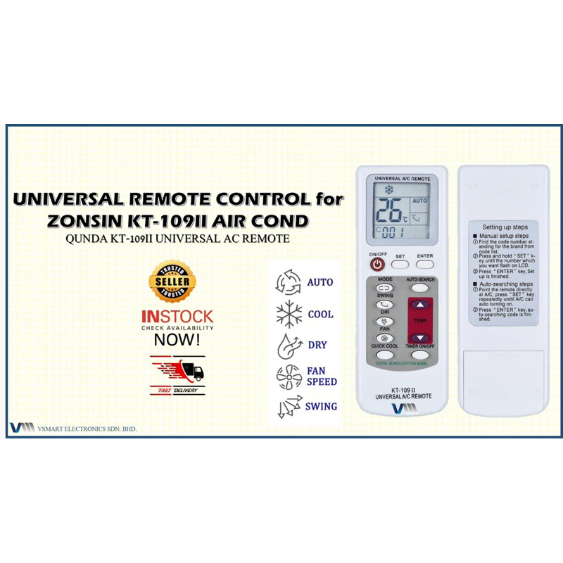 Qunda Universal Aircon Remote Control Kt Ii Shopee Malaysia