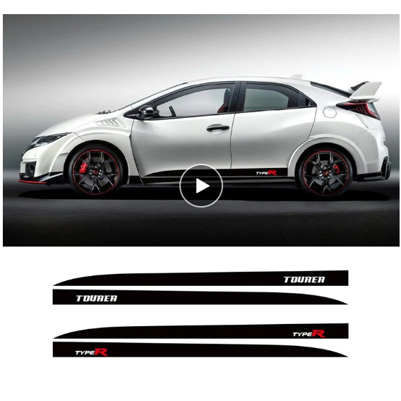 Pcs Racing Sport Stripe Car Styling Door Side Skirt Sticker For Honda