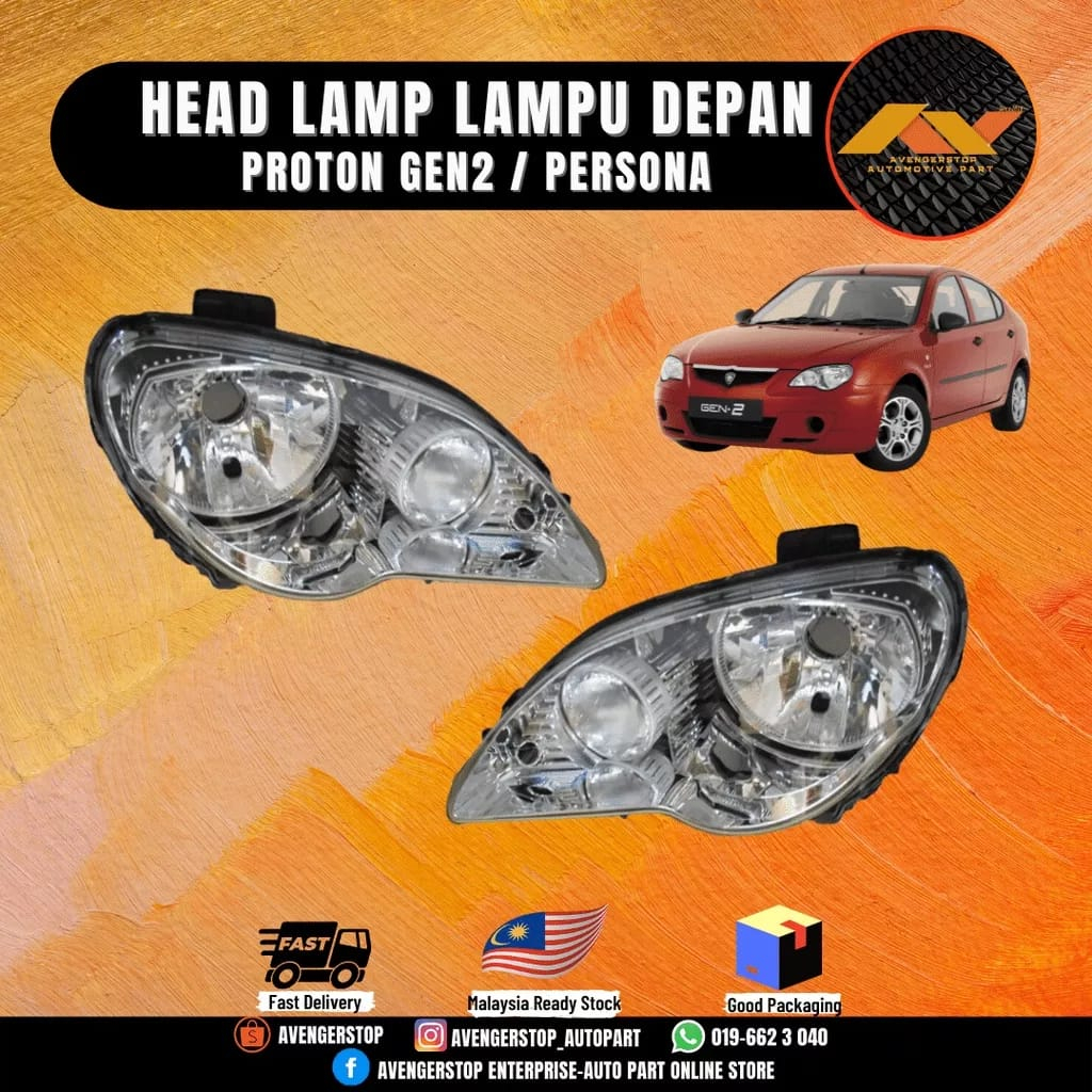 Proton Persona Gen2 2004 2014 Head Lamp Lampu Kereta Depan White Set