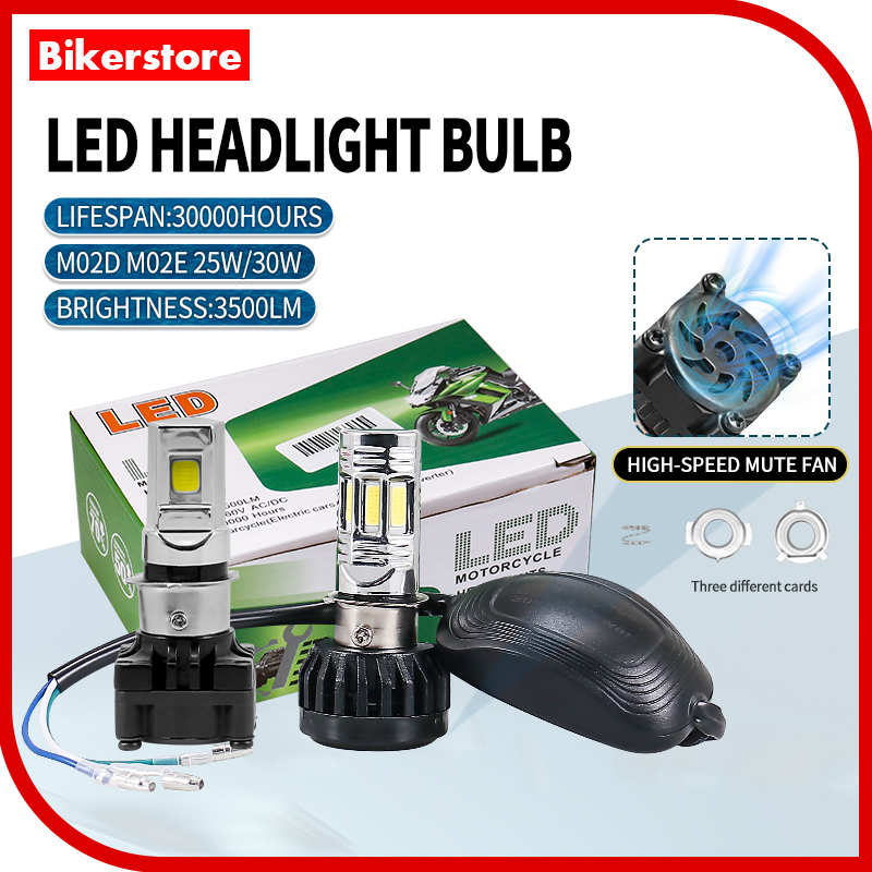 LED Headlight Bulb M02D M02E Depan H4 25W 30W Hi Lo Beam Motorcycle