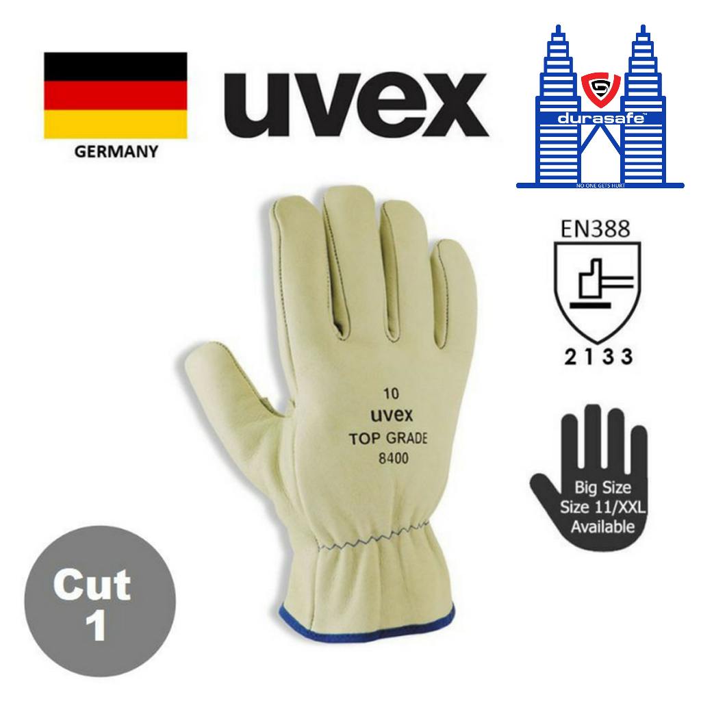 UVEX 60291 TOP Grade 8400 Full Grain Leather Glove Beige 27cm Safety