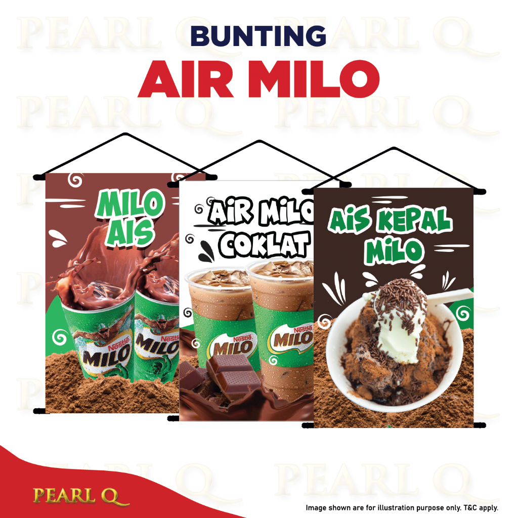 Bunting Gerai Air Milo Ais Kepal Milo Banner Peniaga Air Balang Alas