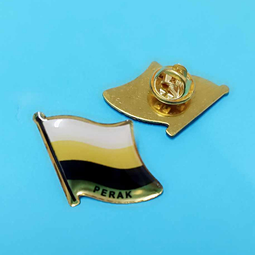 Perak State Flag Collar Pin With Logo Perak Negeri Malaysia Collar Pin