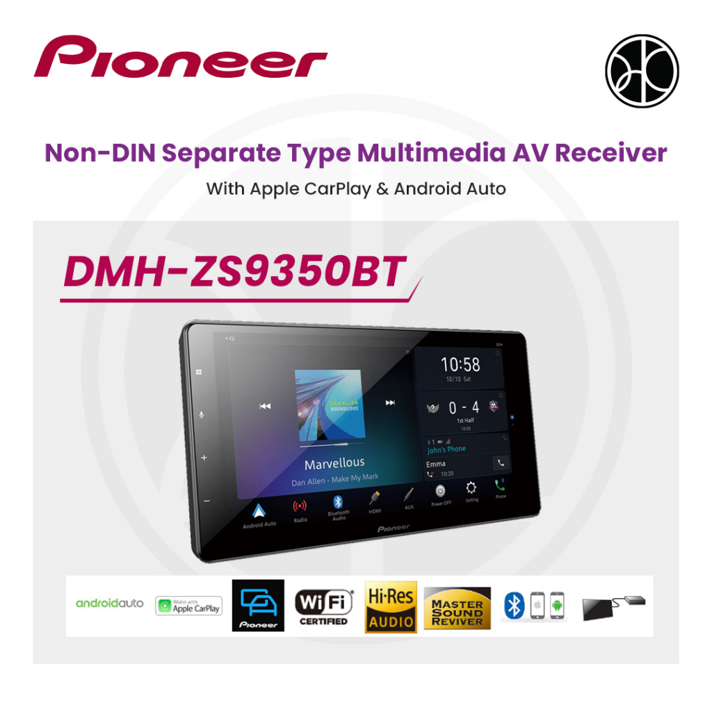 Pioneer Dmh Zs Bt Non Din Separate Type Multimedia Av Receiver With