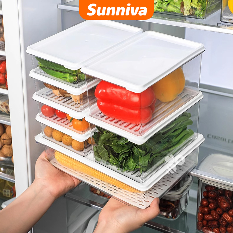 L L L Transparent Fridge Storage Box Organizer Food Crisper