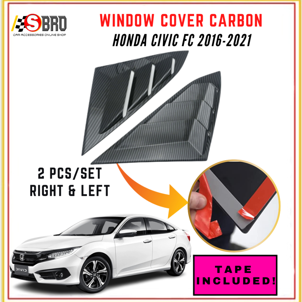 Honda Civic FC 2016 2021 Triangle Window Cover Carbon 2Pcs Set