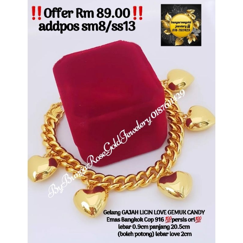 RANTAI TANGAN GAJAH LOVE KENDI EMAS BANGKOK COP 916 Shopee Malaysia