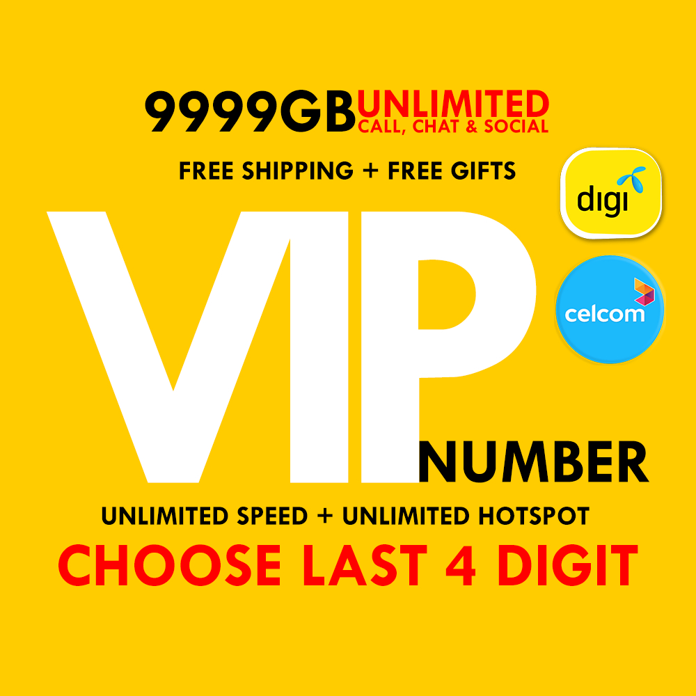 VIP Number Digi Sim Card Unlimited Internet Data Call Hotspot Simkad