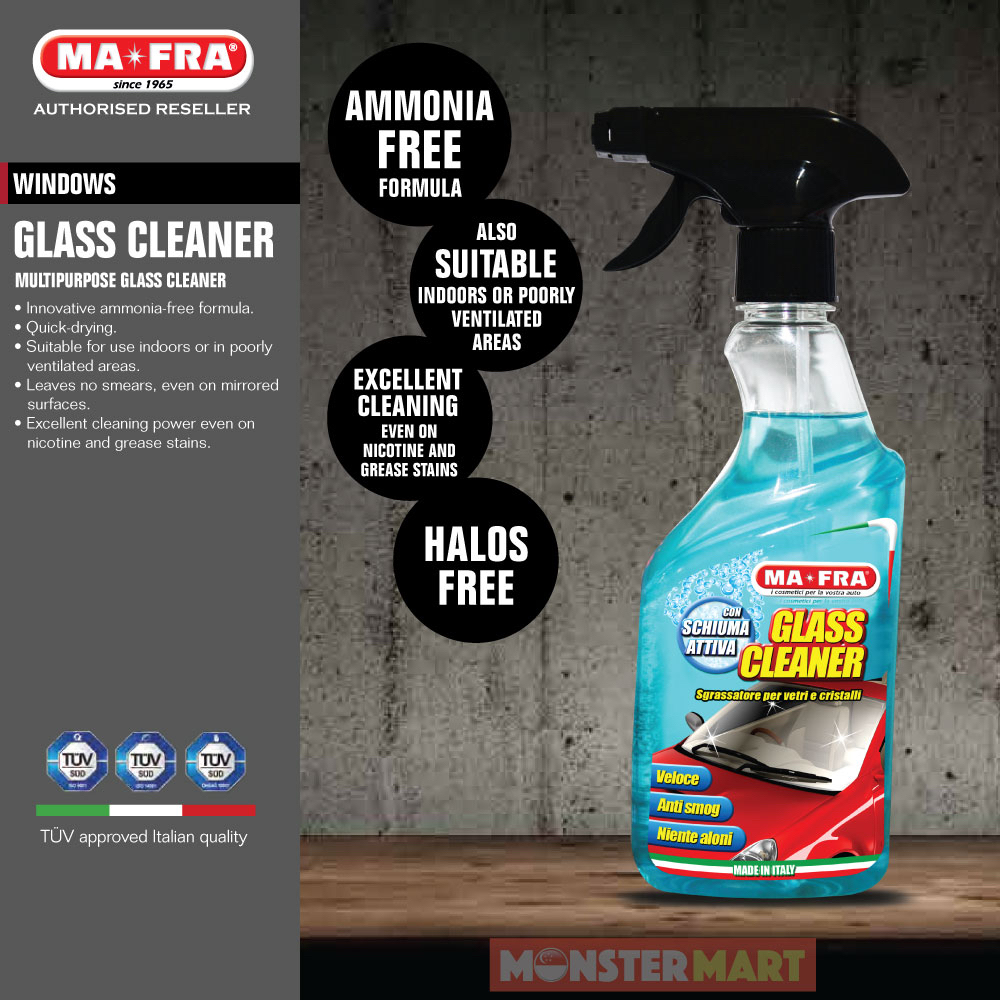 Mafra Glass Cleaner Degreaser 500ml Active Foam Ammonia Free Halos