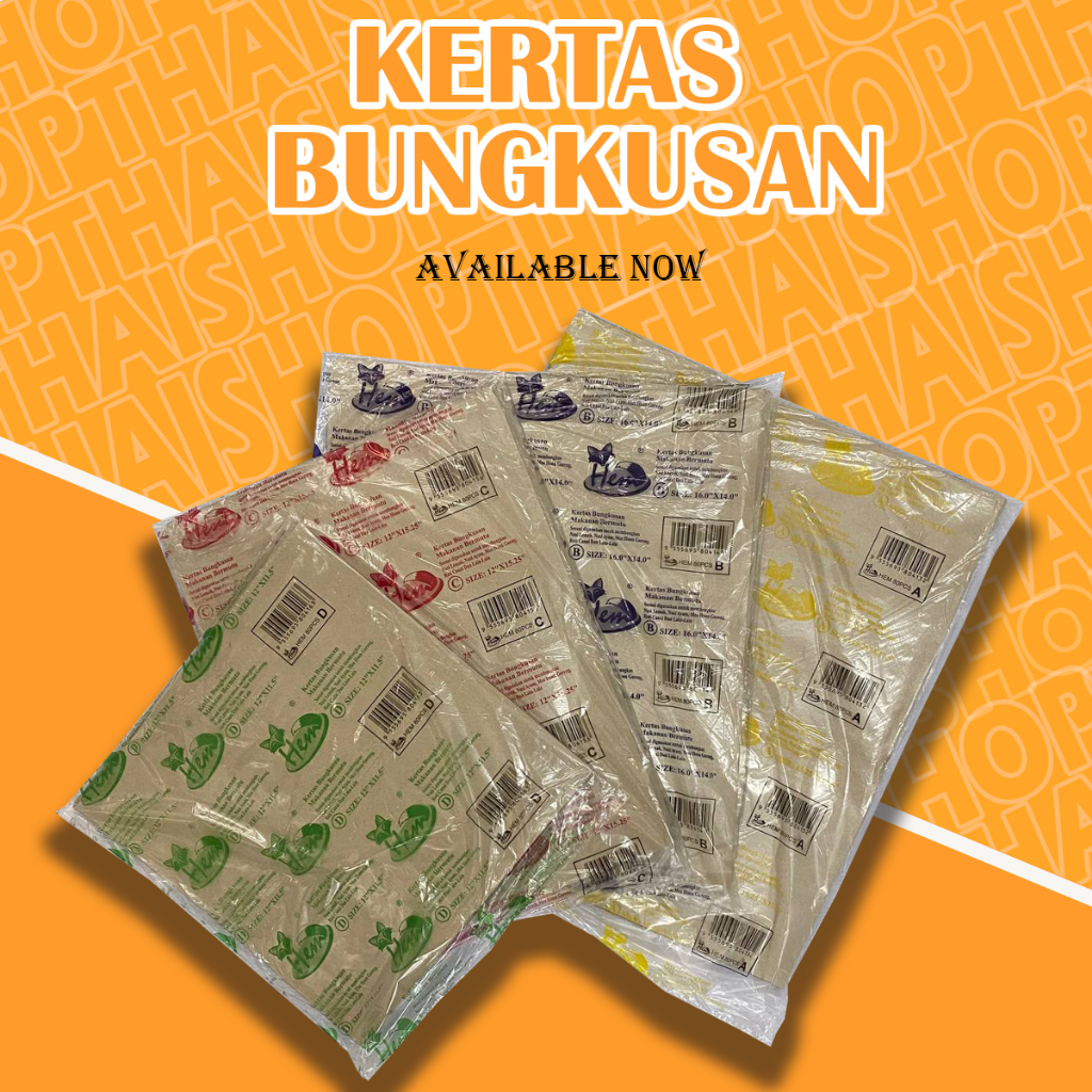 Kertas Bungkus Nasi Food Wrapper Hawker Brown Paper Wrap A B C D Paper