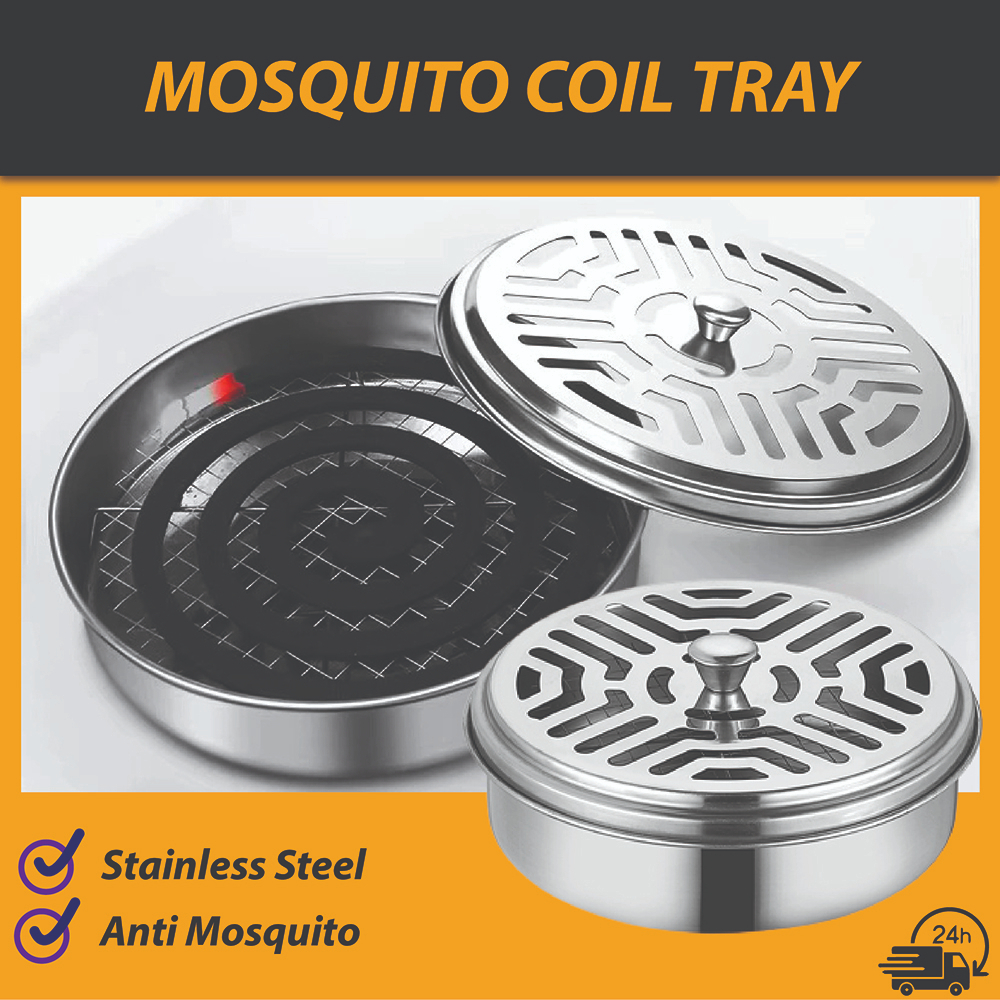 Stainless Steel Mosquito Coils Holder Metal Repellent Rack With Cover