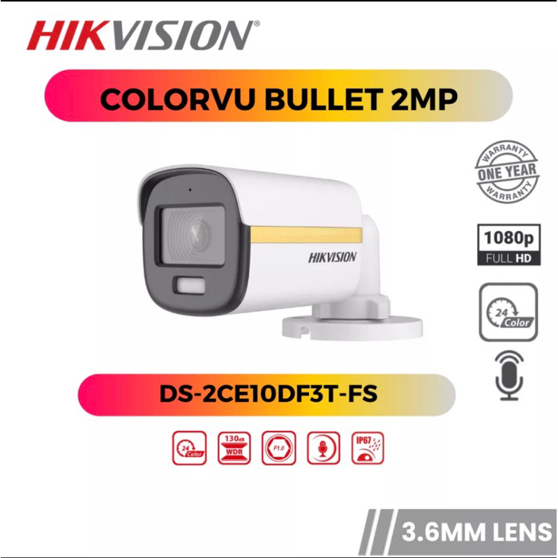 Hikvision Mp Smart Hybrid Light With Colorvu Fixed Mini Bullet Camera