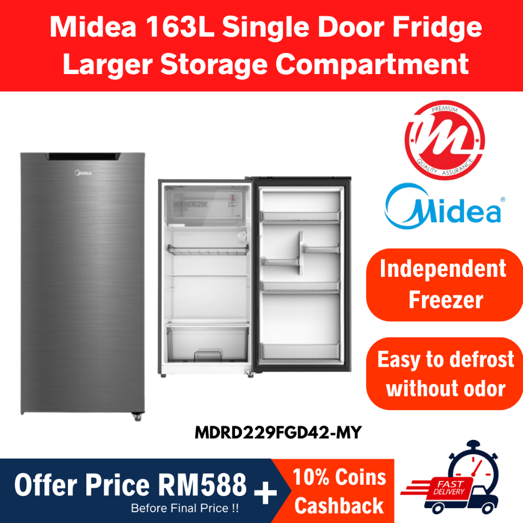 Free Shipping Midea Single Door Refrigerator Larger Storage