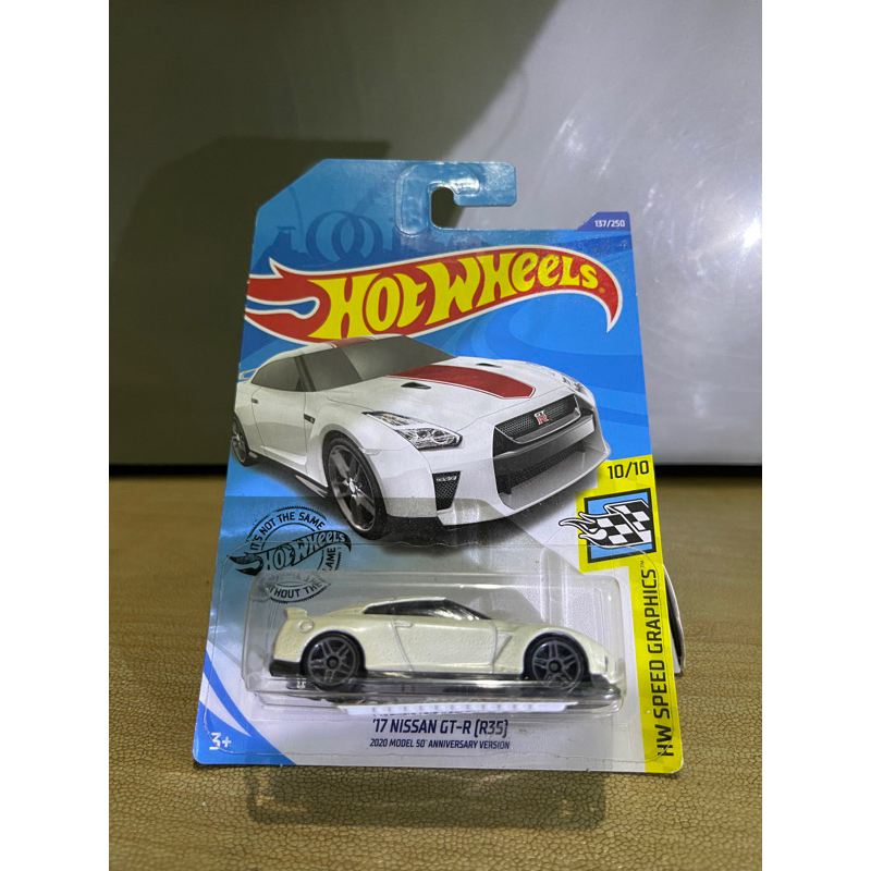 Hot Wheels Nissan GT R R Model Anniversary Edition White