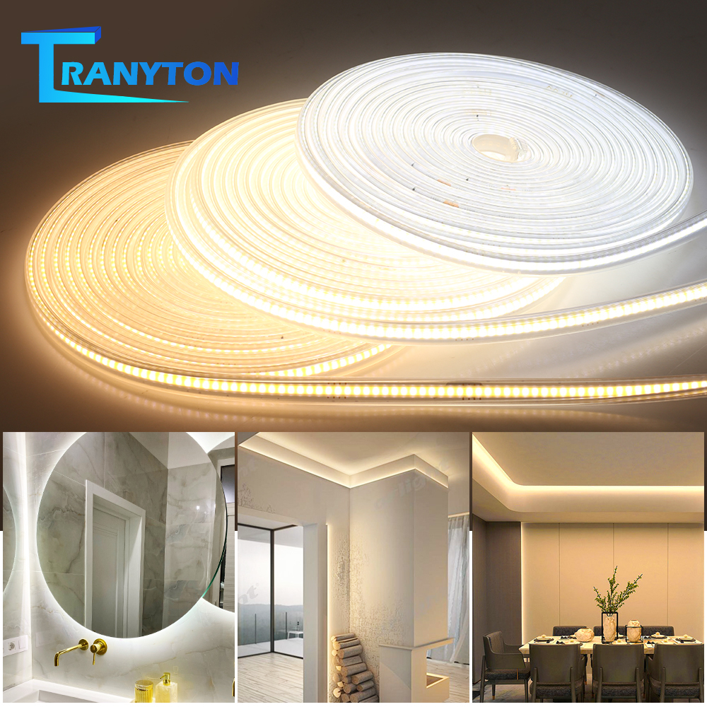 COB LED Strip 220V IP67 Waterproof 288Leds M Flexible Tape White Warm