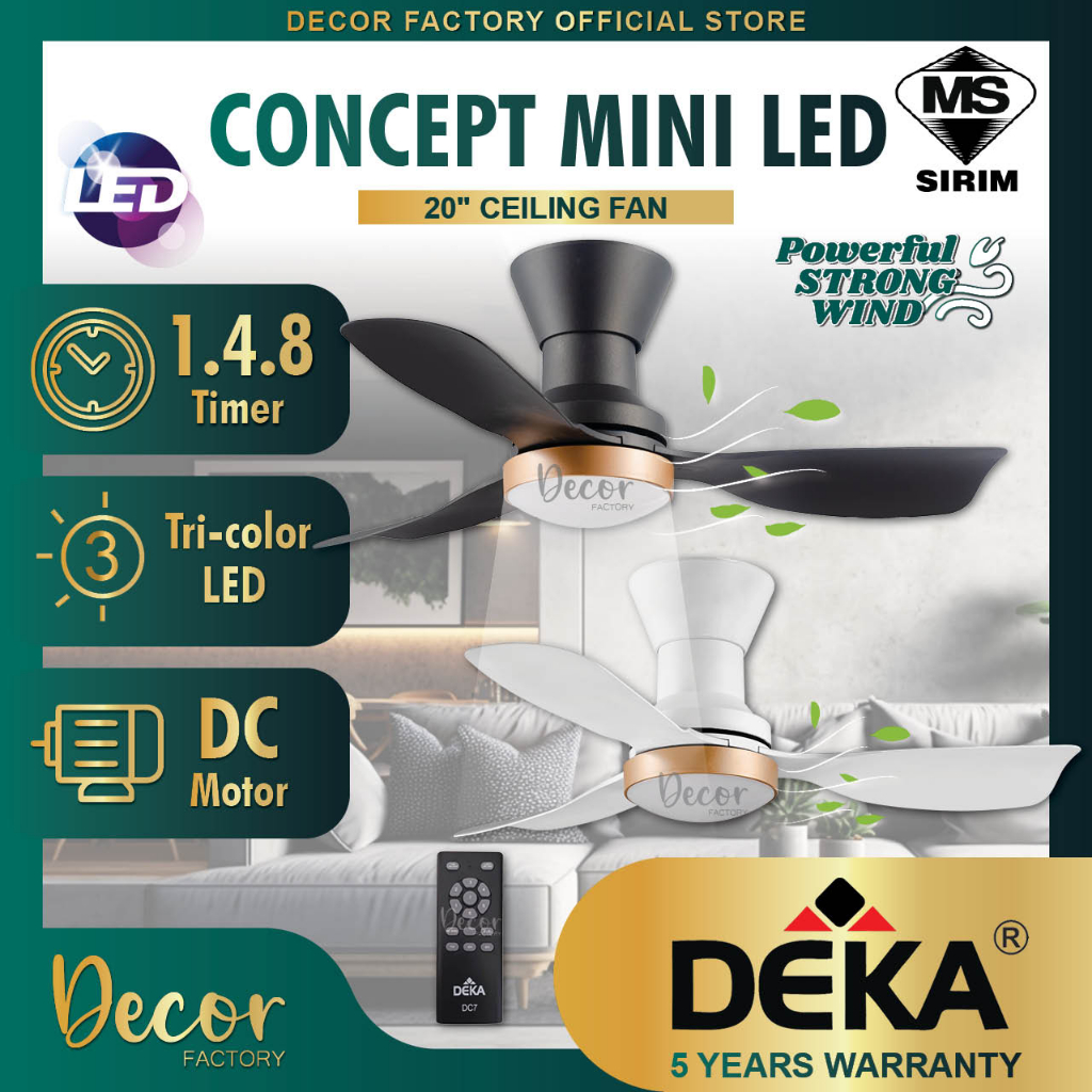 Deka Fan Deka Concept Mini Led Blades Speed Dc Motor Remote