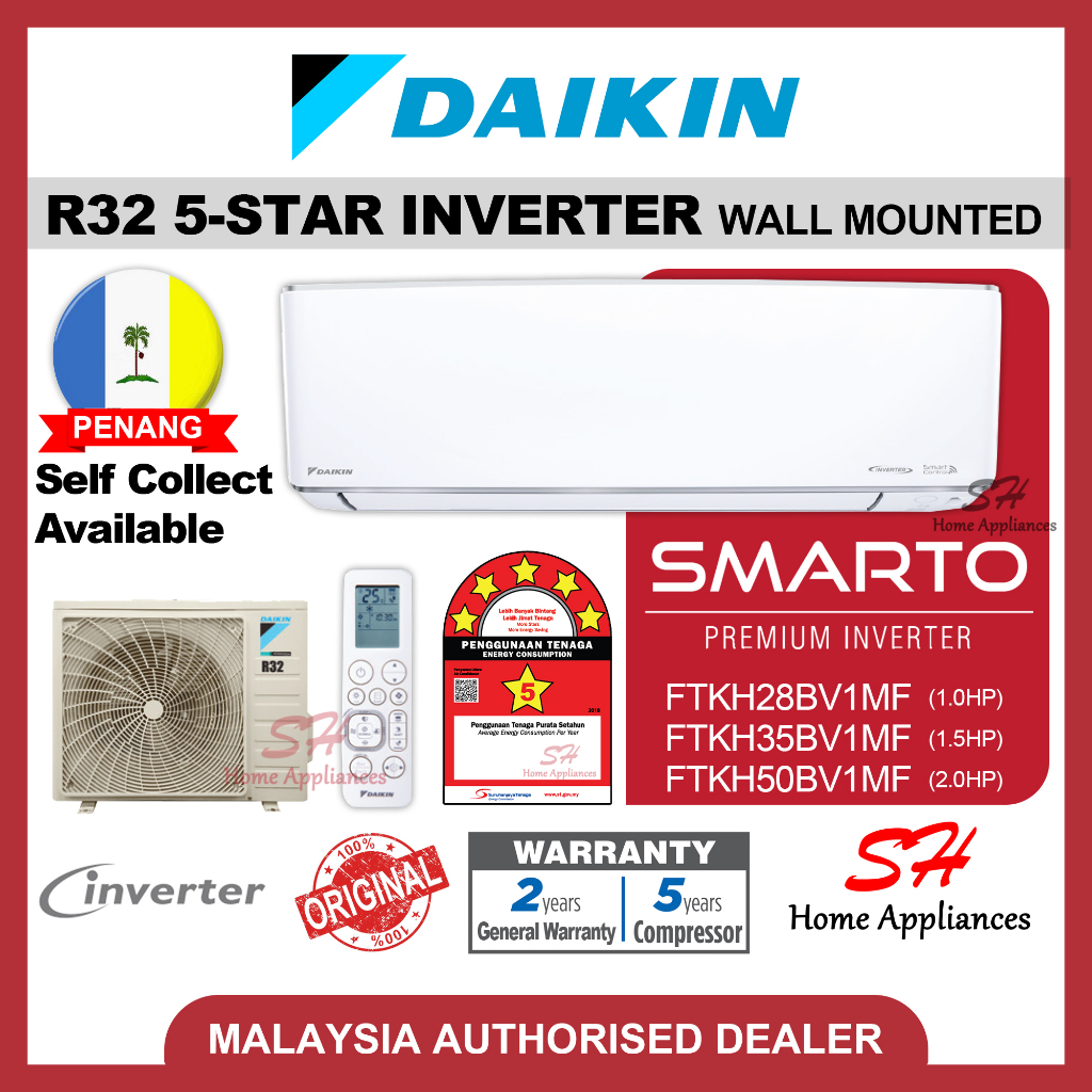 DAIKIN SMARTO R32 5 STAR PREMIUM INVERTER FTKH Air Conditioner SMARTO