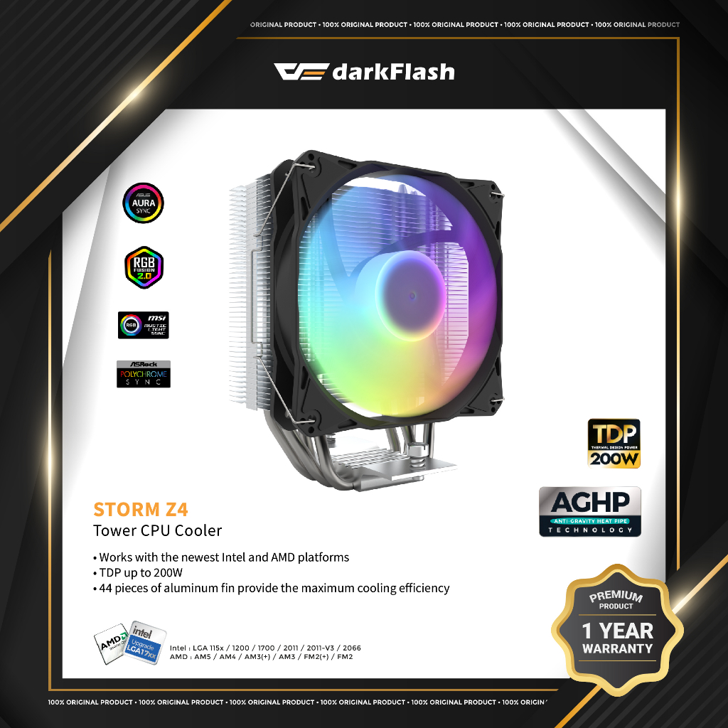 DarkFlash Storm Z4 ARGB Tower CPU Cooler Black Shopee Malaysia