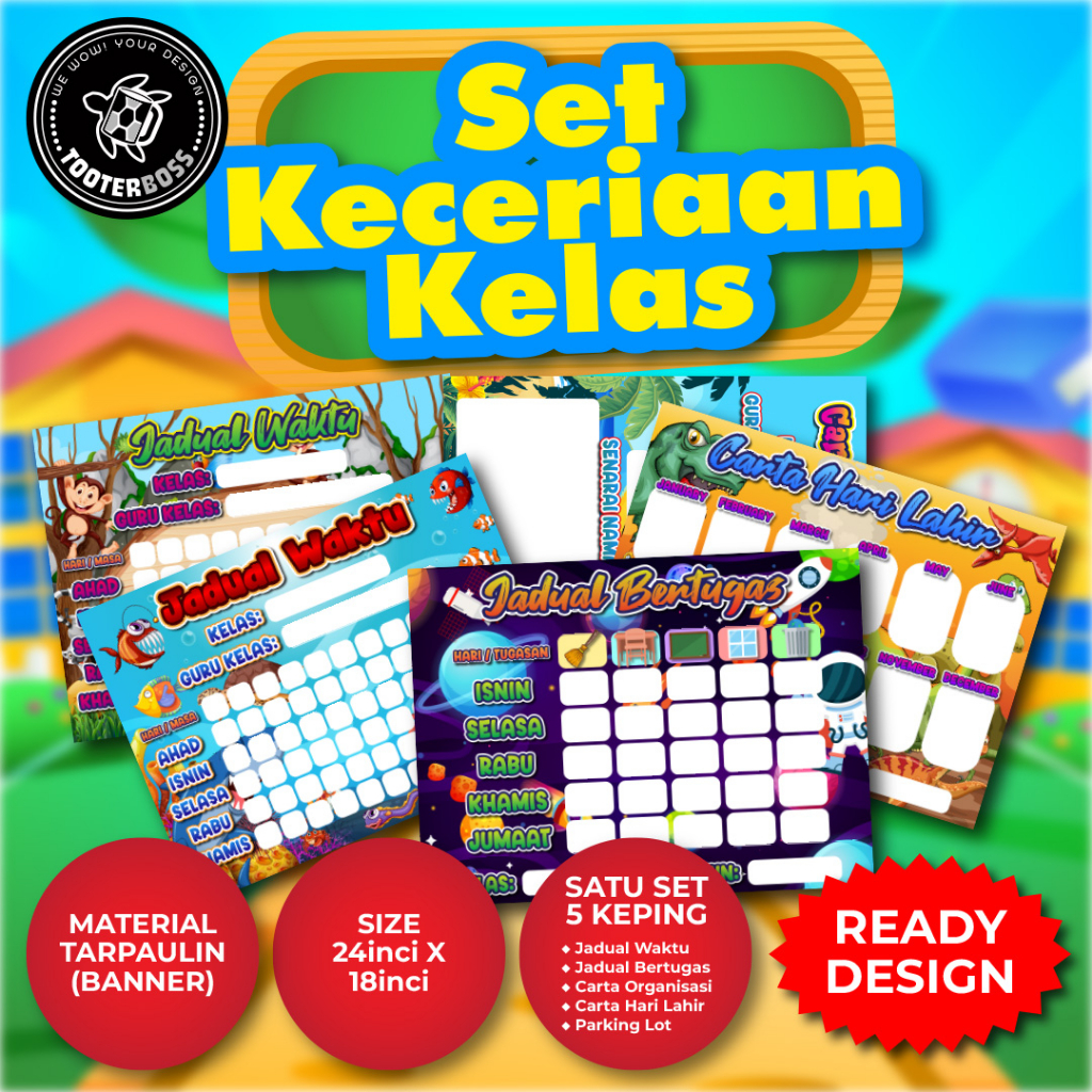 Set Keceriaan Keceriaan Kelas Banner Hiasan Kelas Murah Jadual Waktu