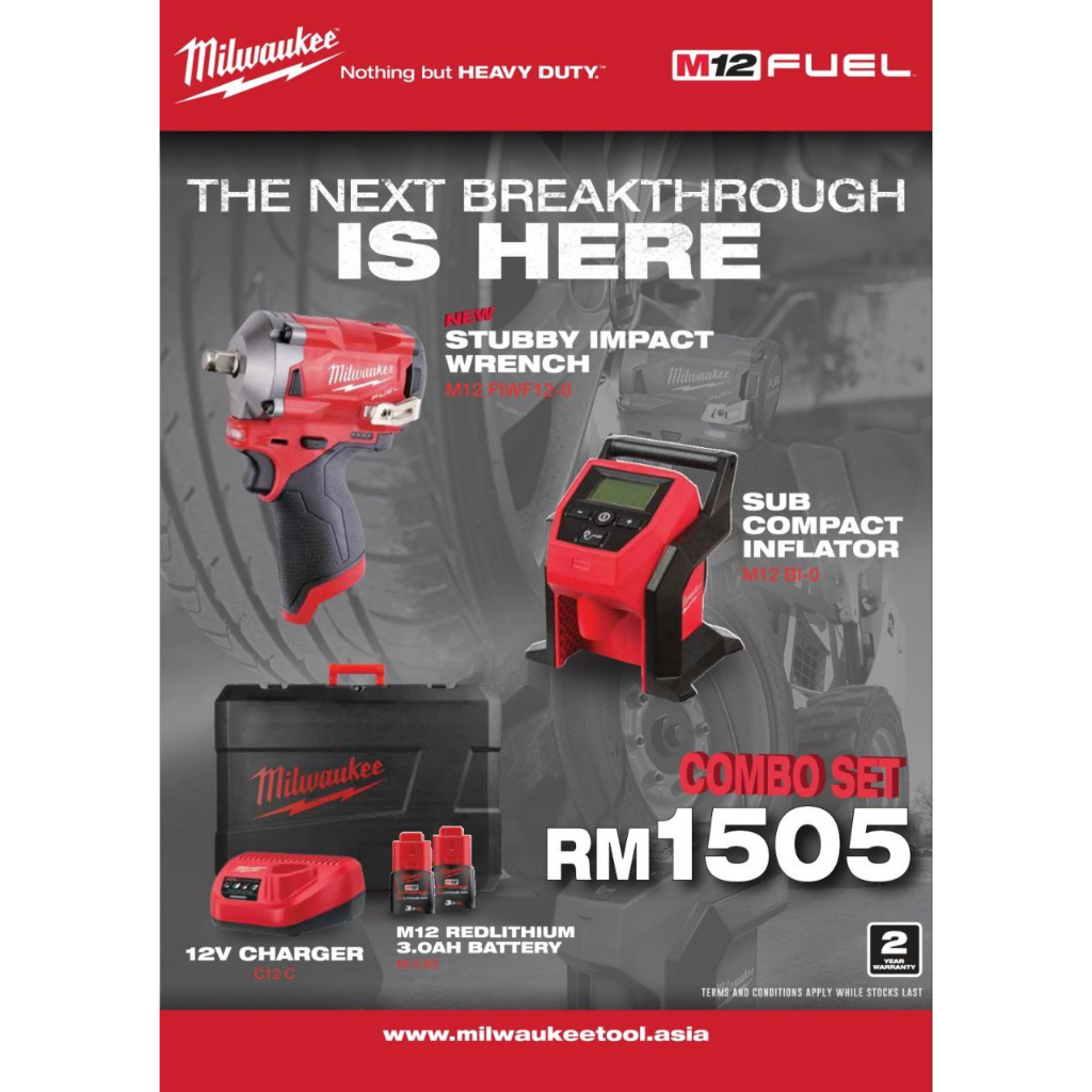 Milwaukee M12 FUEL Gen II 1 2 Stubby Impact Wrench Combo Shopee