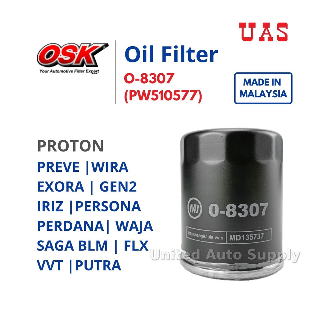 OSK O 8307 OIL FILTER Proton Wira Waja Persona Saga Blm Flx Gen2 Kia