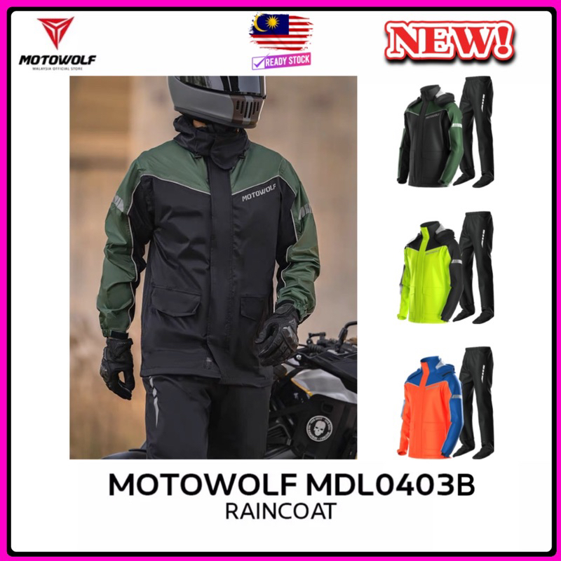 Ready Stock MOTOWOLF Night Reflection Raincoat MDL0403B Motorcycle