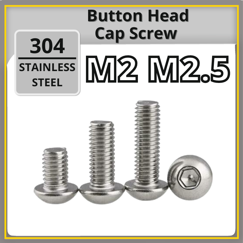 M2 M2 5 Hex Socket Button Head Screw ISO7380 SUS 304 Stainless Steel