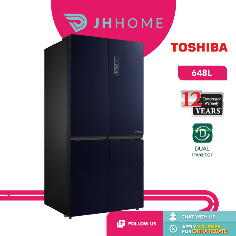 Toshiba Multi Door Dual Inverter Refrigerator Plasma Pure L Gr