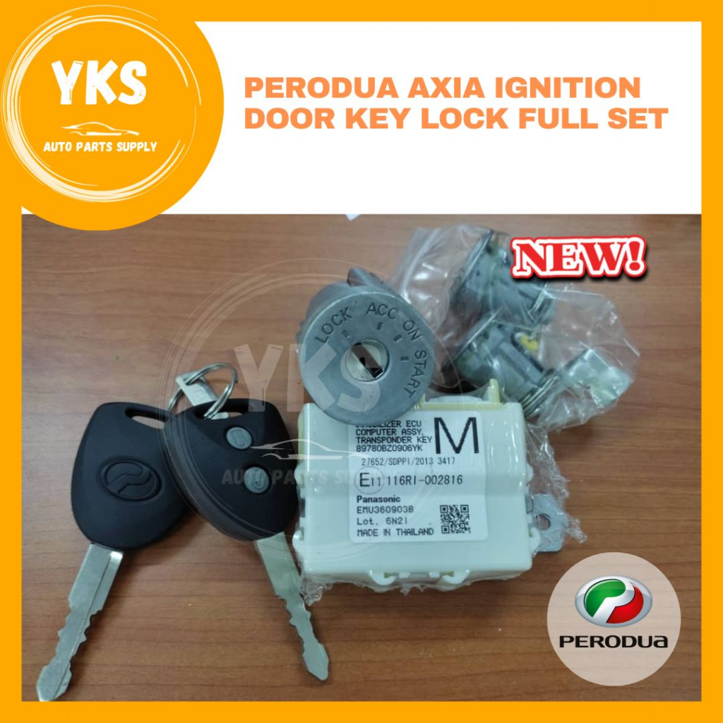 Orignal Perodua Axia Ignition Door Key Lock Full Set With Immobilizer