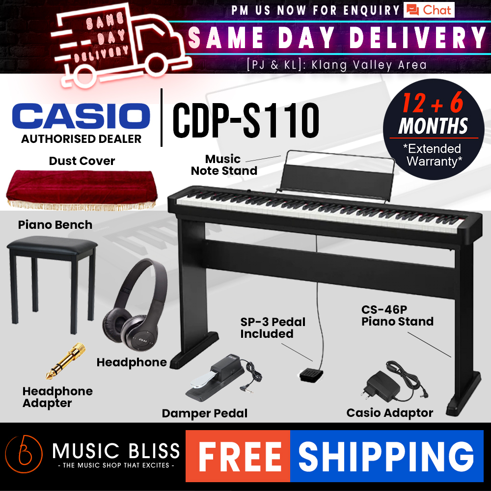 Casio CDP S110 88 Key Digital Piano Home Package With FREE Headphone