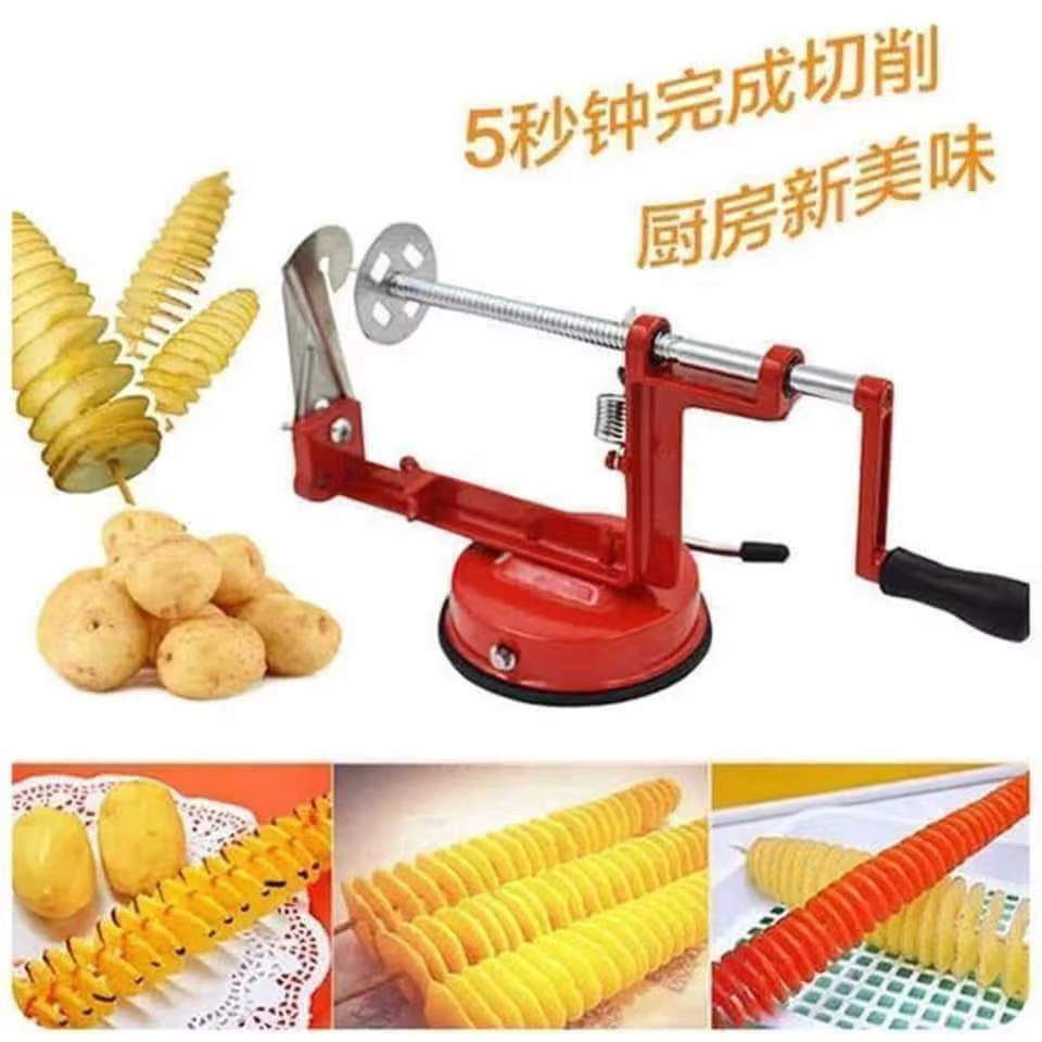 K1396 Stainless Steel Manual Spiral Potato Slicer Fry Rotary Cutter