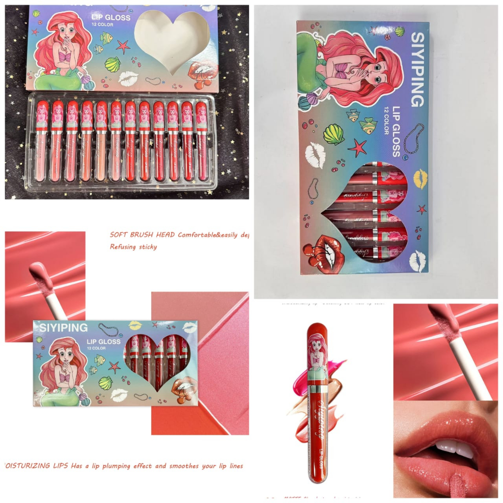SIYIPING Mermaid Nude Red Moisturising Matte Lip Gloss Lip Stick 12pcs Set Waterproof RM14 50