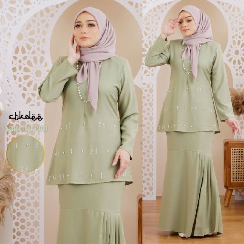 Sage Soft Dull Green Ready Stock Kurung Moden Jubah Kaftan From S To