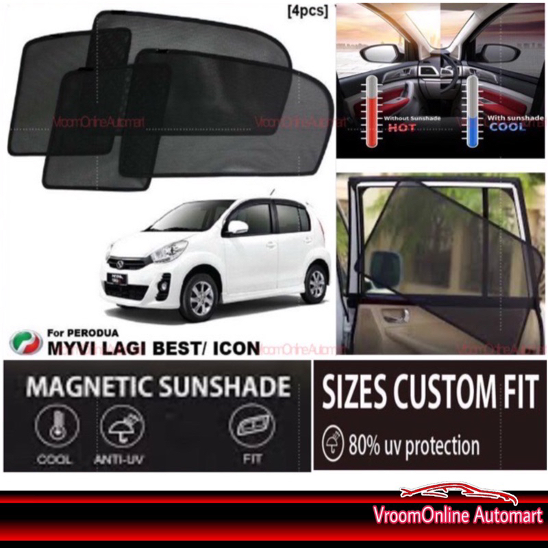 Perodua Myvi Lagi Best Icon Magnetic Sunshade Pcs