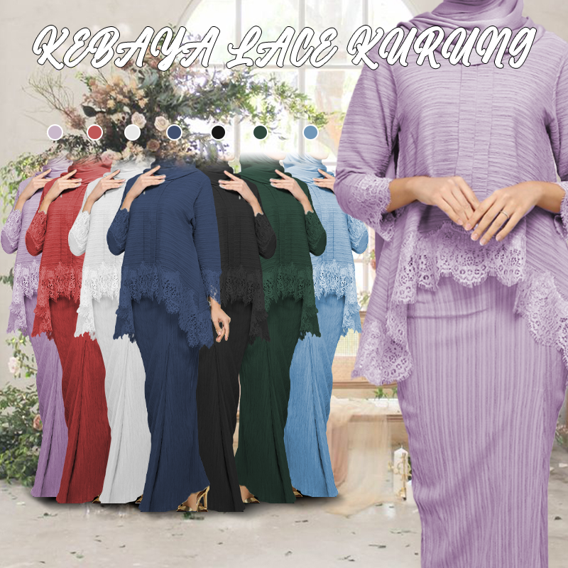 Kebaya Lace Baju Ironless Kurung Moden Muslimah Sesuai Untuk Nikah