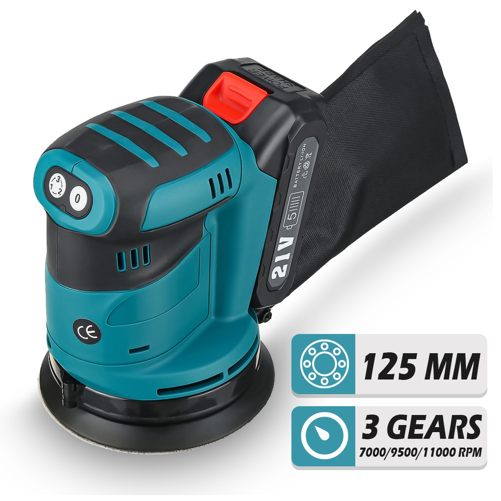 MKR 125mm Cordless Random Orbital Electric Sander Wood Grinder 600W