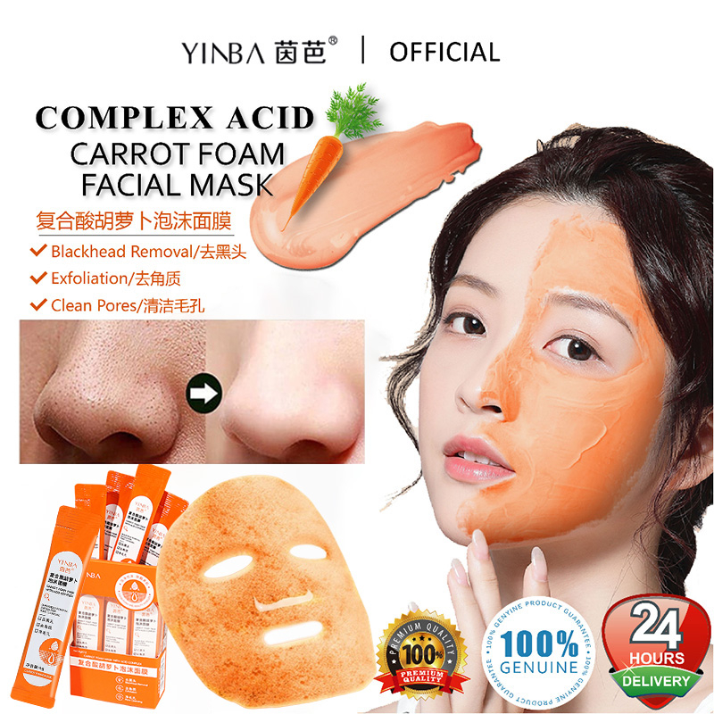 Yinba Carrot Foam Facial Mask Acne Blackhead Remover Clay Mask Deep