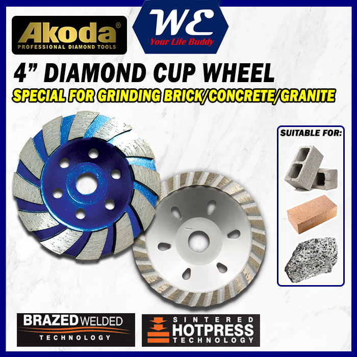 AKODA Heavy Duty Diamond Cup Wheel 4 100mm Grey AS04 CW100GY AS04