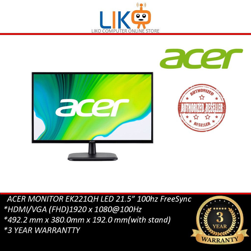 Liko Acer Ek Qh Fhd Hz Freesync Monitor Hdmi Vga Yrs