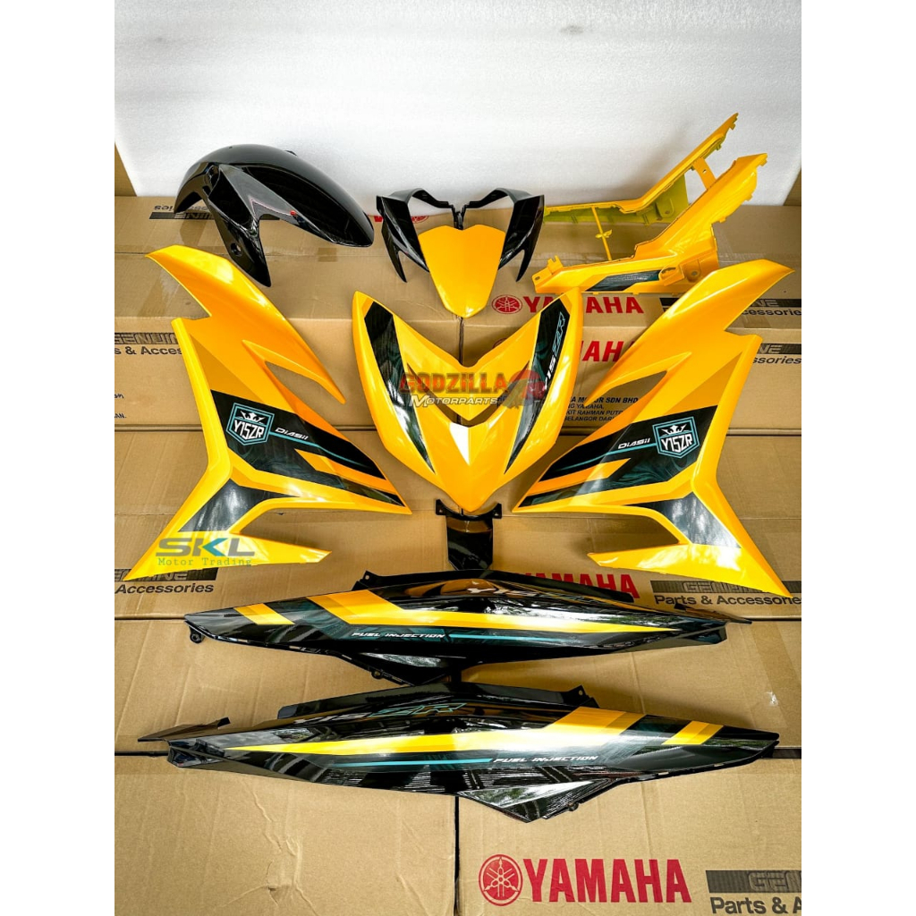 COVERSET Y15ZR 2023 KUNING HITAM ORIGINAL HLY V2 V1 YAMAHA Y15 YSUKU