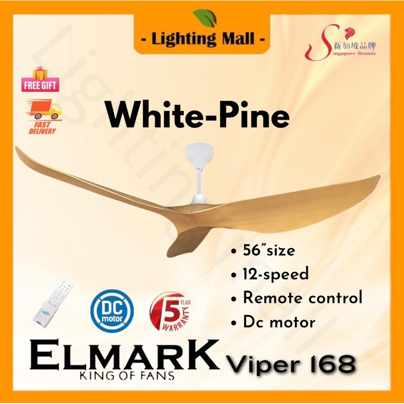 Elmark Ceiling Fan Viper 168 56 Inch Remote Control DC Motor 3 Blade